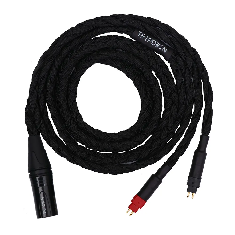 Vorbestellung Tripowin GranVia 26AWG 36 Stränge x 4-adriges handgefertigtes Kopfhörer-Ersatzkabel für HD650 HD580 HD800 ANANDA Schwarz – Detail 14