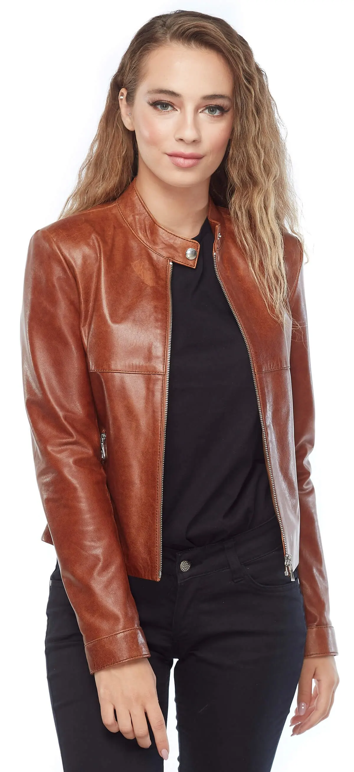 Mantel Jaket Wanita Kulit Asli Kulit Domba Domba Kulit Domba Musim Gugur Musim Dingin 2022 Tipis Ukuran Besar Antik Biker Tan Flora