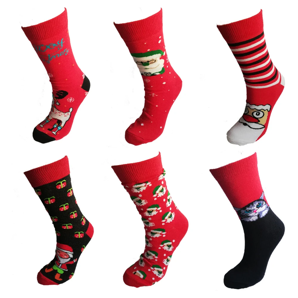 6 Different Models (12 pcs) in One Package Christmas Socks with Print Men's socks Halloween Socks women's Unisex harajuku Happy