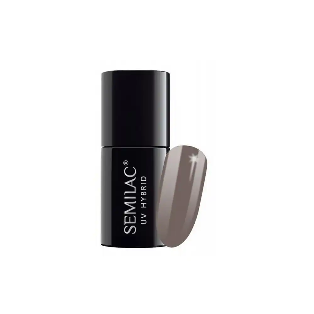 Semilac gray 017 semi-permanent coverage, UV hybrid nail polish texture Gel