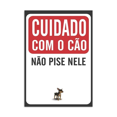 Placa Decorativa Cuidado Com free Cão Não Pise Nele