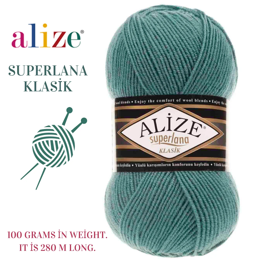 

Alize Superlana Klasik Soft Yarn for Knitting and Crochet Acrylic Thread Multicolour Shawl Sweater Cardigan Beanies