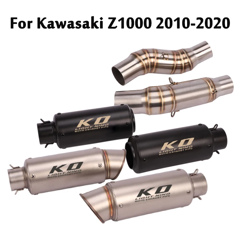 51mm Exhaust Pipe Silencer Baffles Left Right Escape Mid Link Tube Connect Tube Slip On For Kawasaki Z1000 2010-2020 Motorcycle