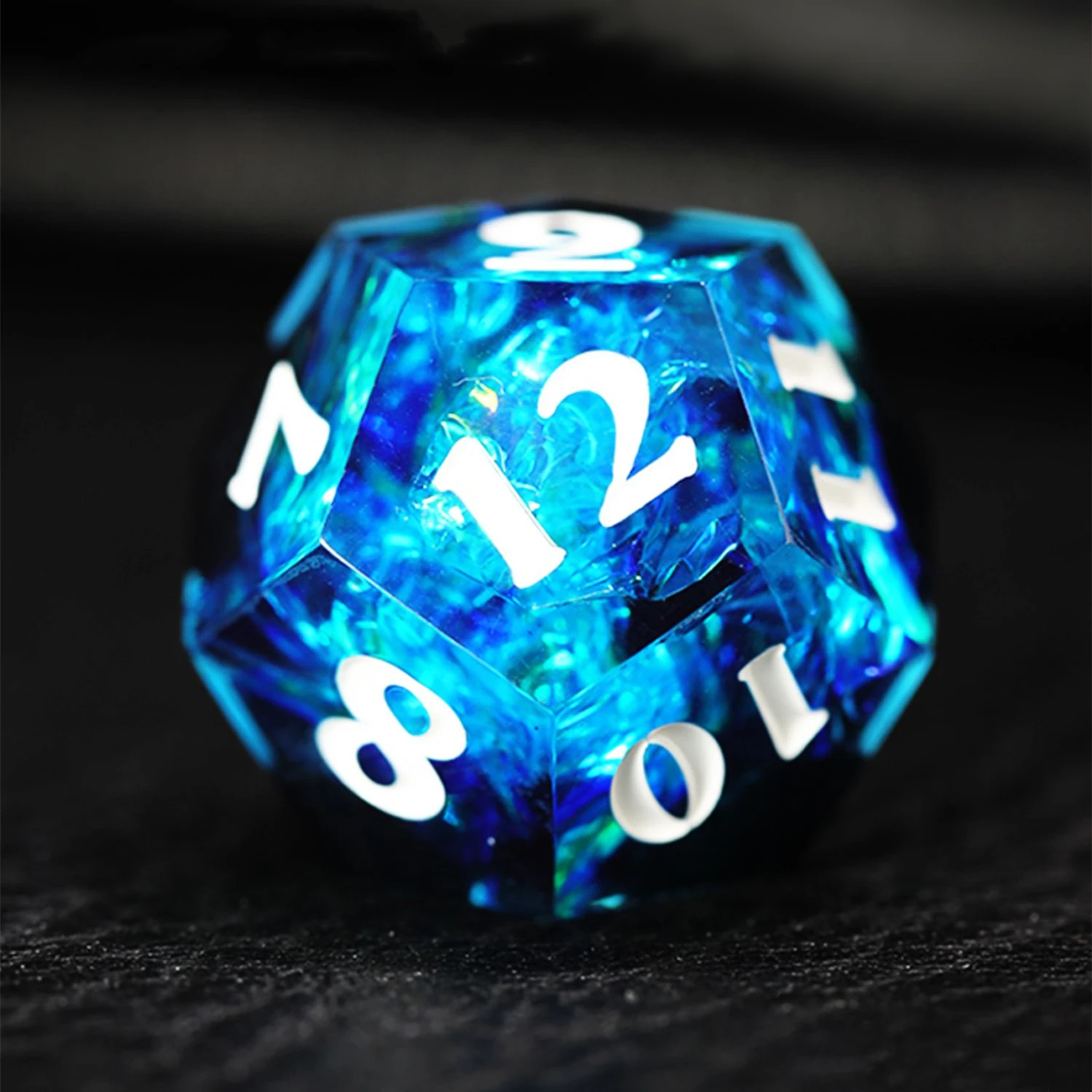 Juego de dados de cristal de hielo azul oscuro D & D COC, D4 D6 D8 D10 D % D12 D20, juegos de mesa DND RPG, 7 piezas por juego