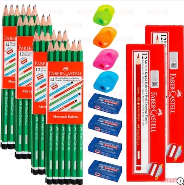 FABER CASTELL 4 PENCIL + 2 RED PEN + 4 SİLGİ + 4AÇACK 439608097