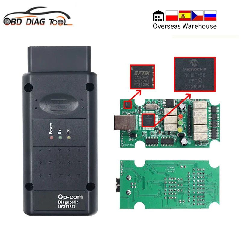 Online Update Opcom 2021 for Opel Car Code Reader Op-com V5 1.99/1.95/1.70 PIC18F458 FTDI Chip OBD2 Scanner CAN BUS Interface