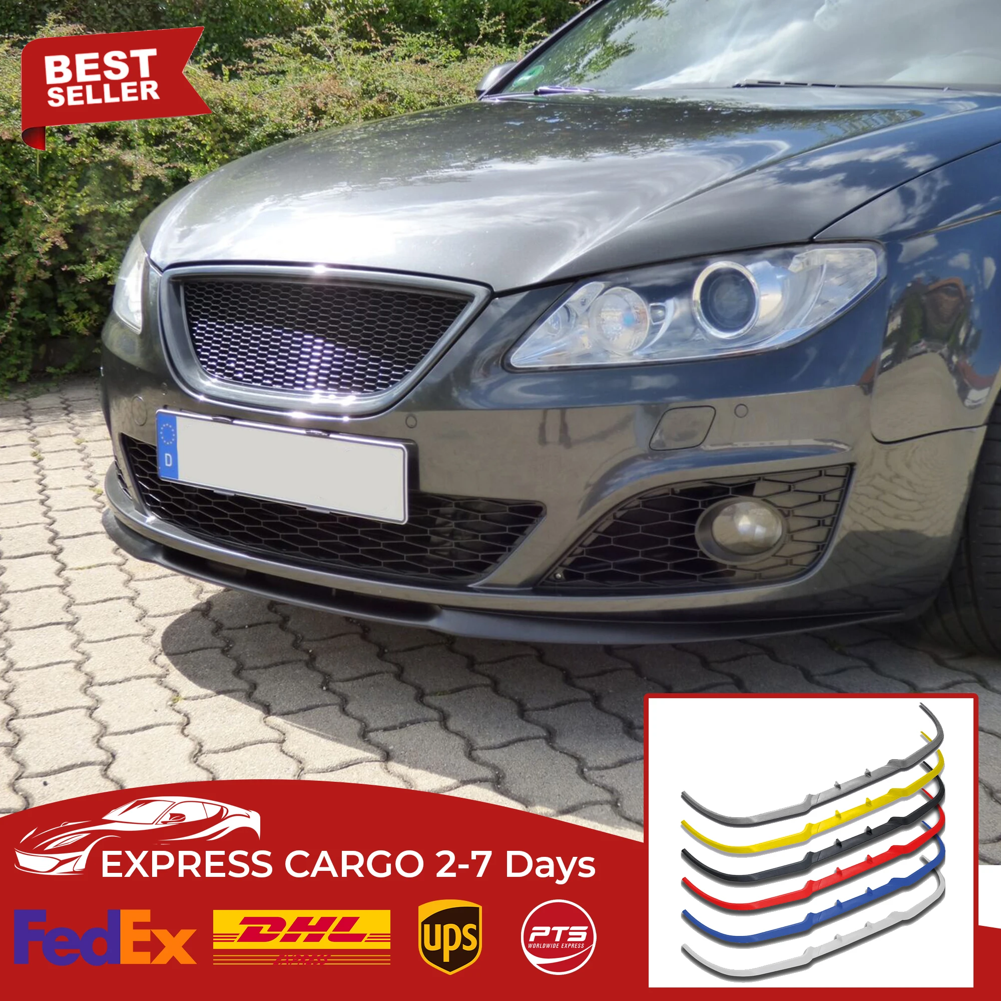 For Seat Exeo 08-13 CUPRA R FRONT SPOILER BUMPER LIP Euro Spoiler Lip Universal 3 pcs Body Kit