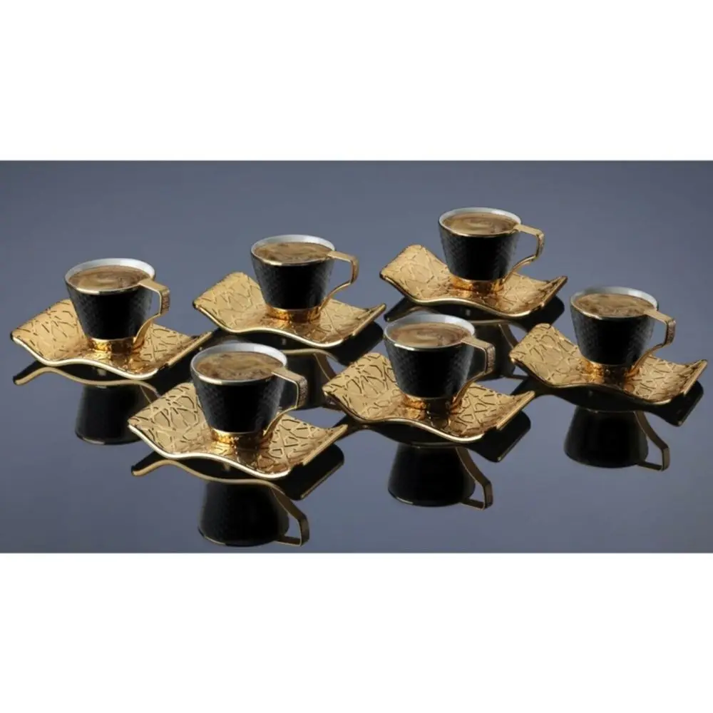 Porcelain Luxury Coffee Cup Set Of 6 ( 12 Pcs ) Stylish Coffee Accessories Tea and Coffee Set Lux Cup and Saucer Espresso Gift