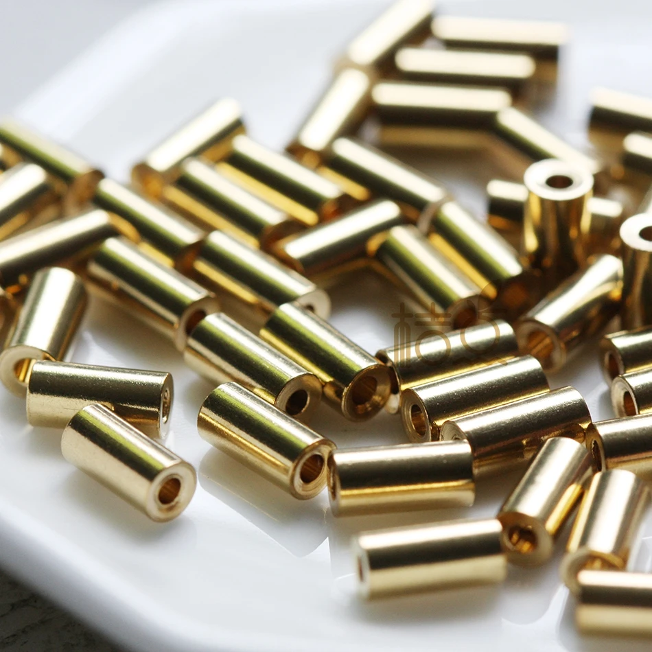 DIY Supply-30 Pieces Solid Raw Brass Finding Spacers - Tube 7x3.5mm (4393C-Q-32)