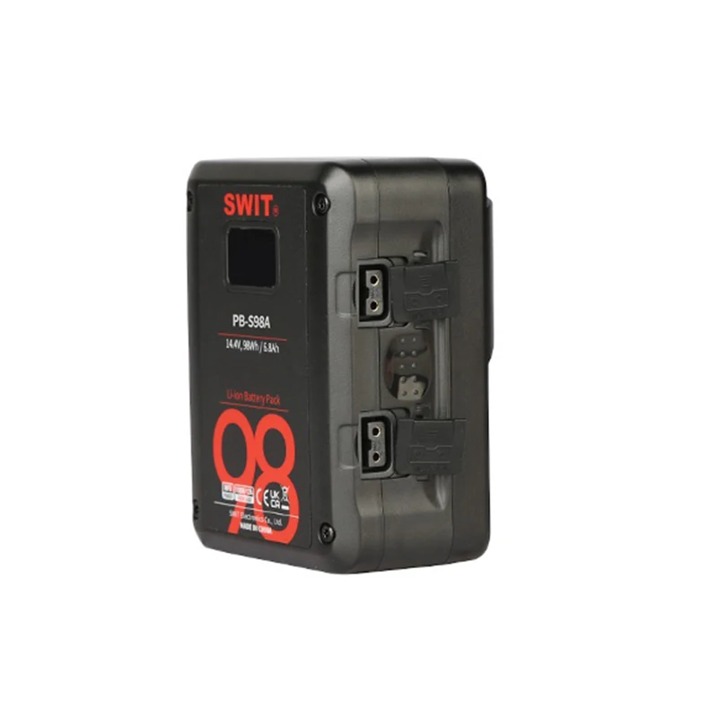SWIT PB-S98A 98Wh Multi-sockets Square Gold Mount Digital Battery For Cine-cameras, Max 150W, 12A Load, 2× D-tap Output Sockets