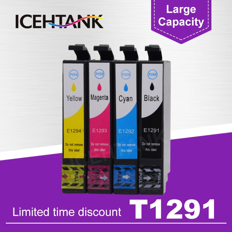 ICHTANK Full Ink Cartridge T1291 T1292 T1293 T1294 For Epson Stylus SX430W SX440W SX445W SX525WD SX535WD SX620FW BX925FW Printer