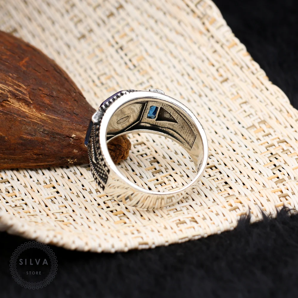 925 silver men's ring. Men's jewelry stone stamped with silver stamp 925 All sizes are available