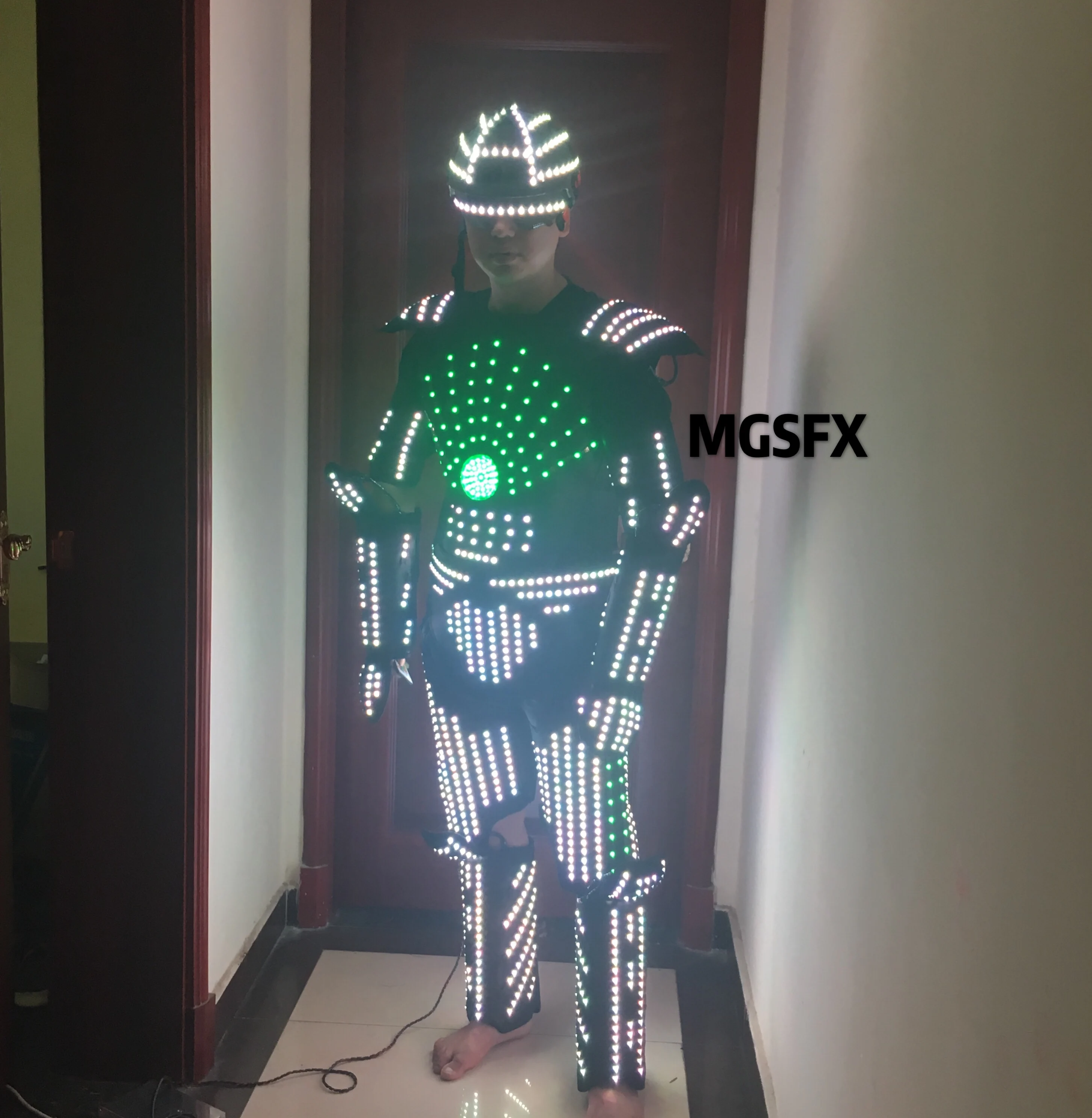 RGB LED light up Costume tron suit Disco Dj performance dance wear nightclub party show dress