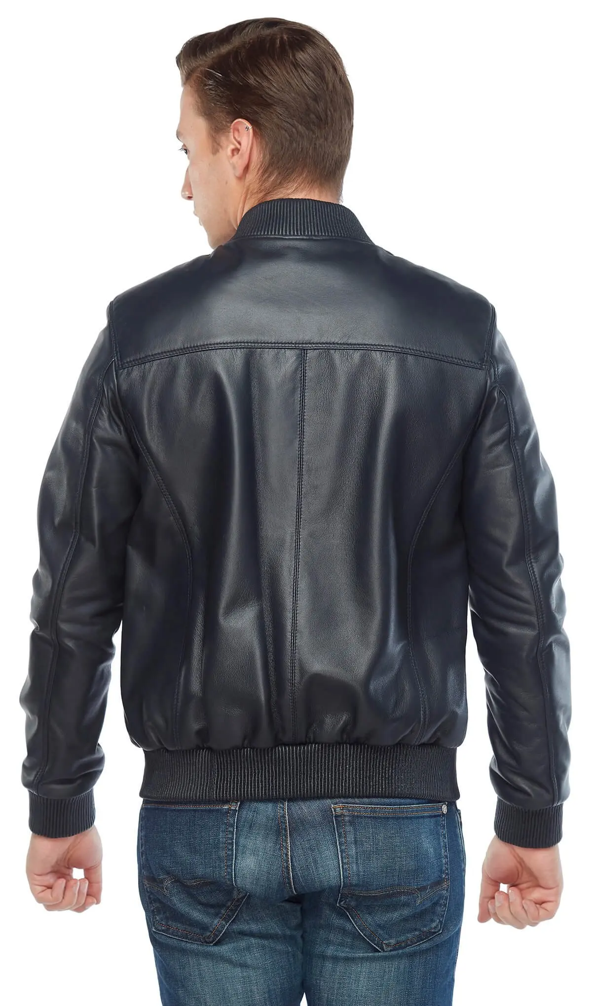 Màu Xanh Hải Quân Garnili Nam Da Thật Chính Hãng Da Phối Orjinal Da Cừu Thu Đông 2022 Biker Slim Size Lớn VintageTürkiye