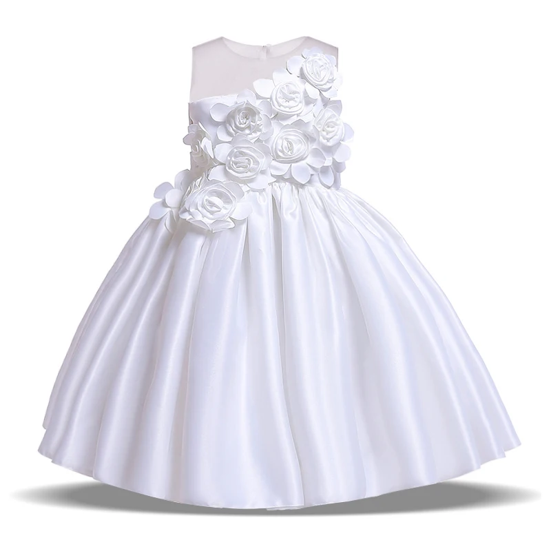 Elegant Flower Girl Party Dress Christmas Costume Bow Wedding Kids Dresses For Girl Evening Briidemaid Prom Gown Vestido 8 10Yrs