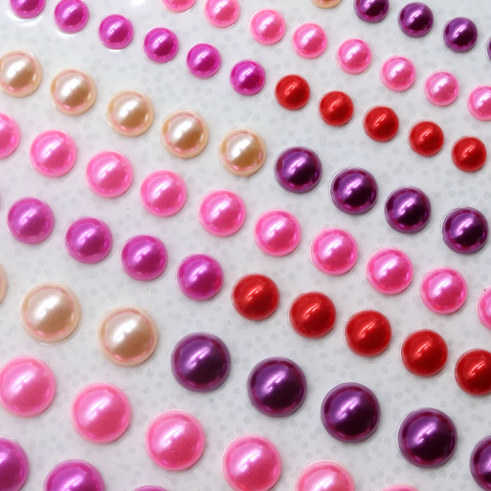 Creative Path Half-Round Pearls Stickers Self Adhesive Flat Back Assorted Colors Crafts Embellishments Scrapbooking Decoration