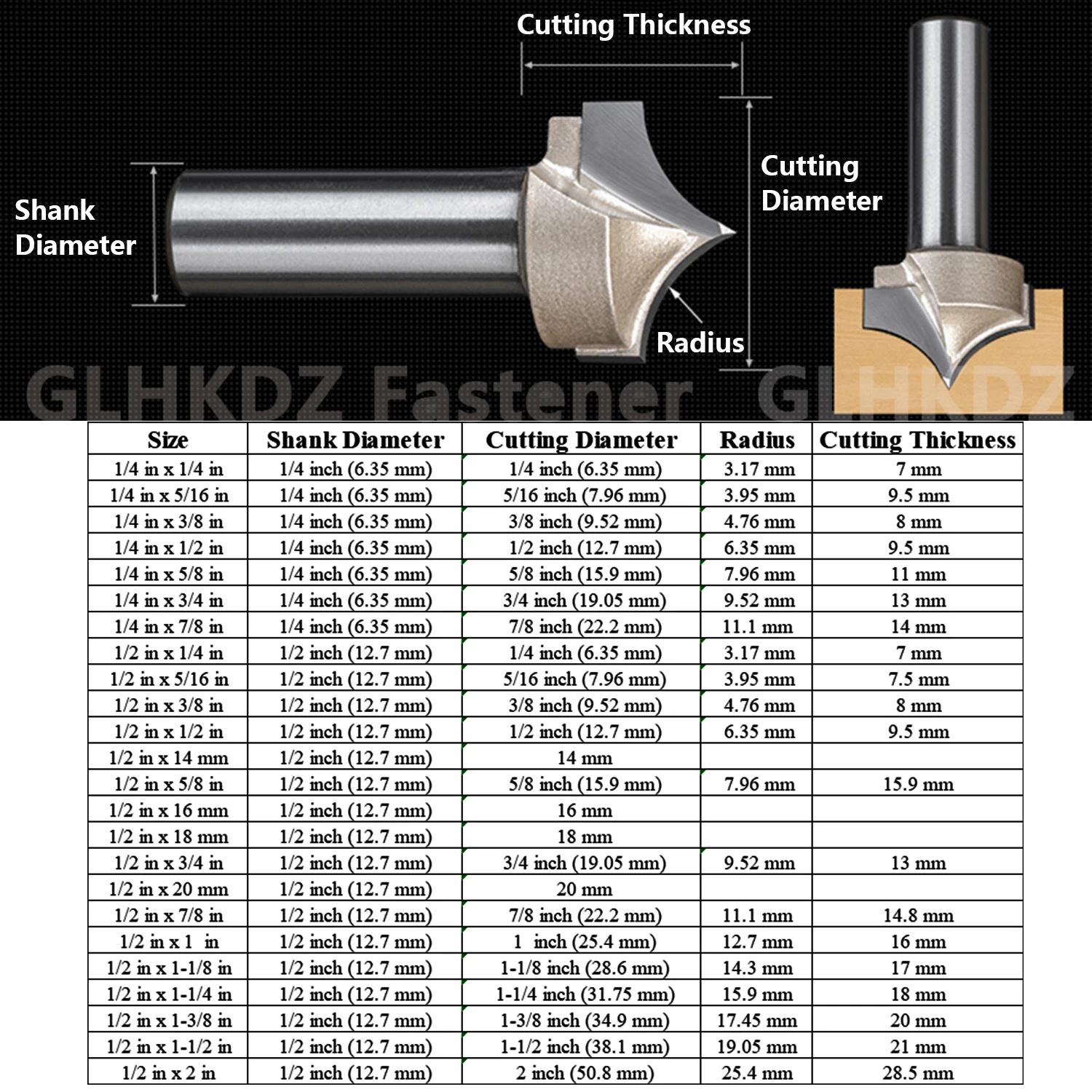 TCT Carbide Tungsten Tipped Point Cutting 1/4