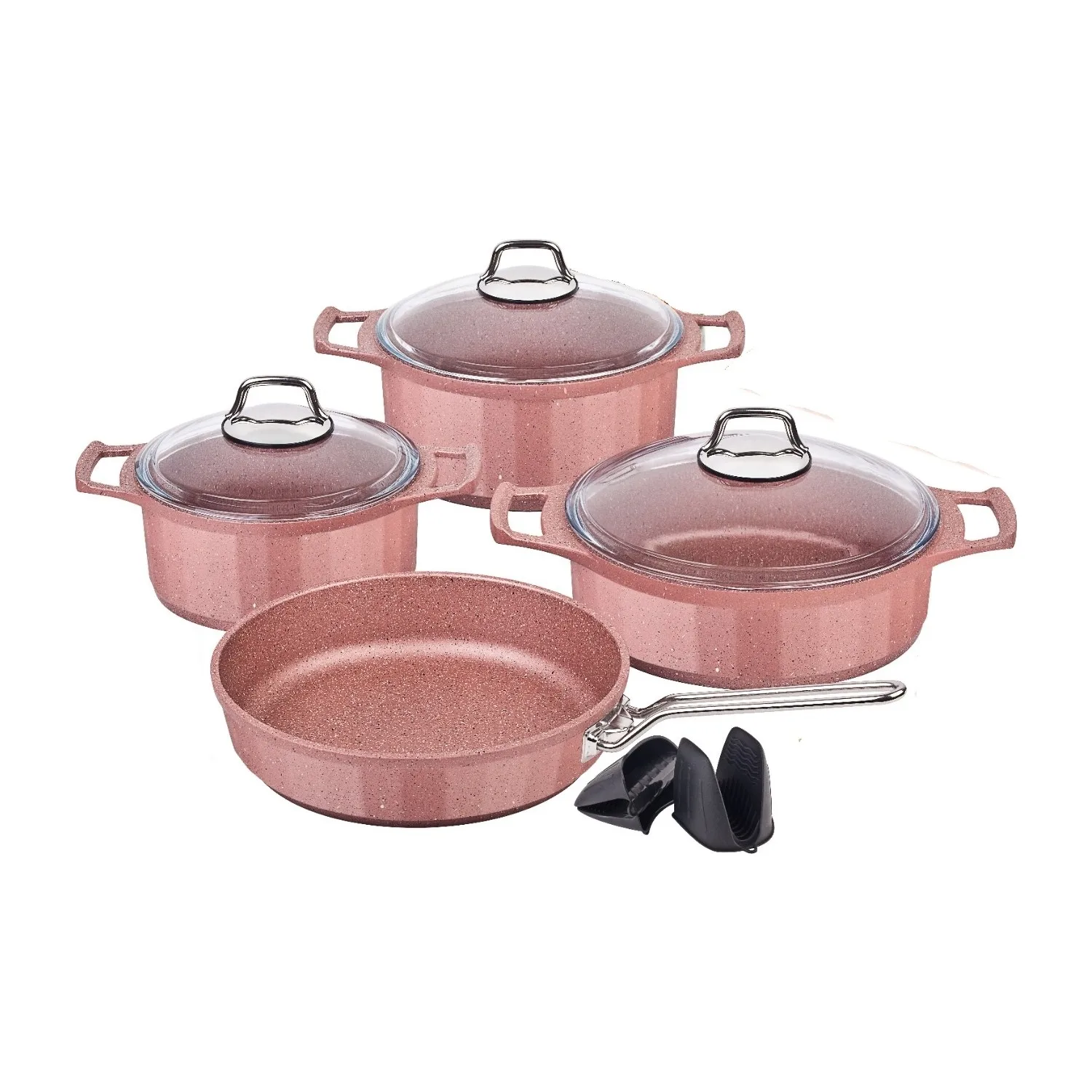 2021 COOKWARE SET 7 pieces Granite Cast handle non-stick granite pan fireproof 1st class quality suitable for induction cooker