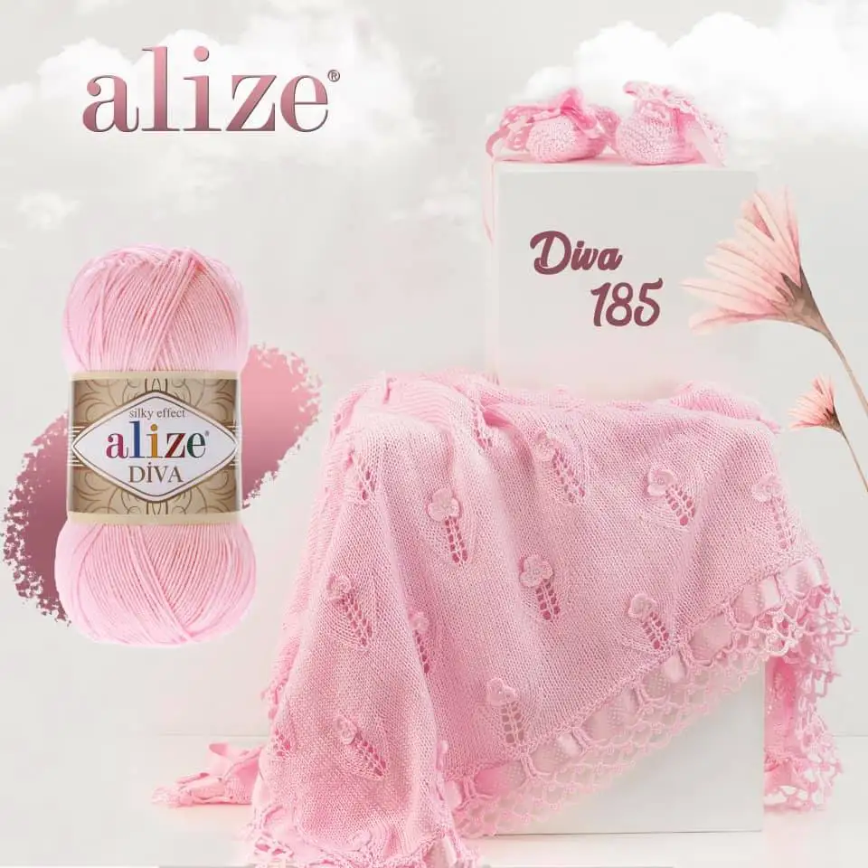 Alize Diva Ball Hand Knitting Yarn, 100 Grams 350 Meters, Acrylic, Thread Spring / Summer Season, Crochet, Clothes, Sport, Cardigan, Blouse,