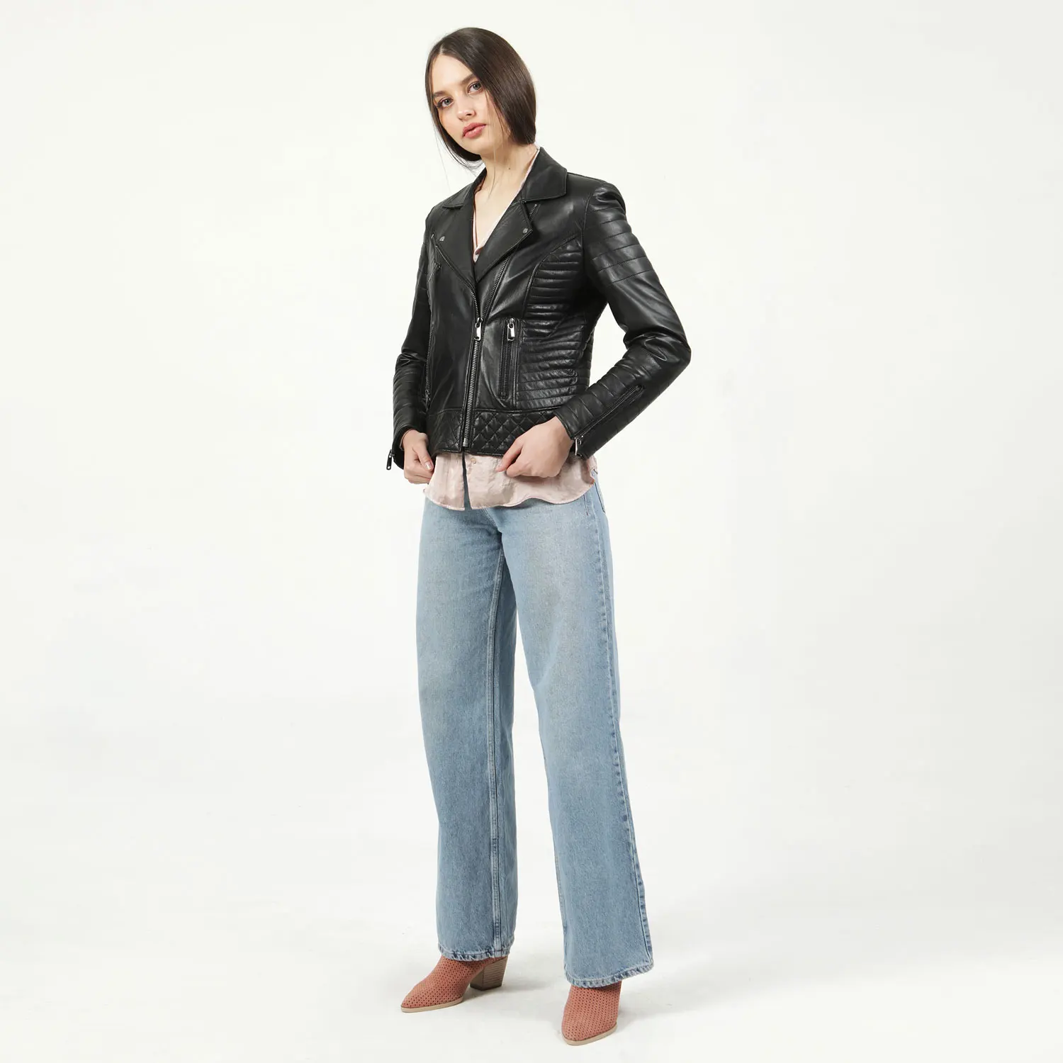 Manteaux et veste de motard en cuir véritable pour femmes, 100% peau de mouton naturelle, couleurs élégantes, automne et printemps, Design tendance