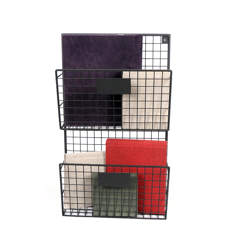 Iron Wall Shelf Grid Wire Magazine Holder, Bookshelf 2-Eyed Vertical Document Rack WD233-D2