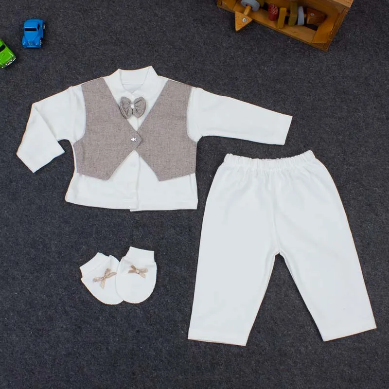 Brown For Set Baby Boy Gentleman Tuxedo Clothes Suit 3 Pcs Body Pants Gloves Cotton Clothing Formal Male Babies Toddler newborn