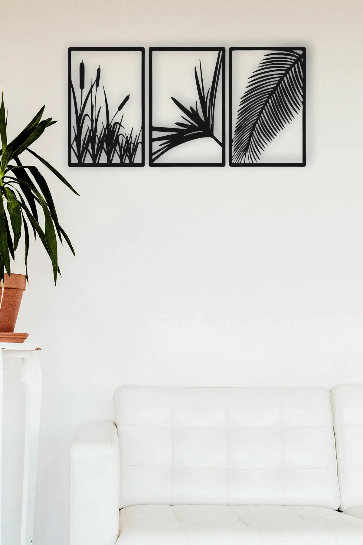 Hojas y cañas para el hogar, decoración de pared de madera cortada con láser, pegatina de corte láser de madera, adorno de imagen, habitación de oficina en casa, tasarım de lujo