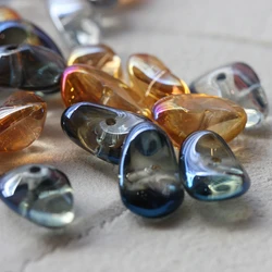 DIY Supply-10 Pieces Plated Crystal Glass Spacer Beads - Nugget 17x12mm (G341)