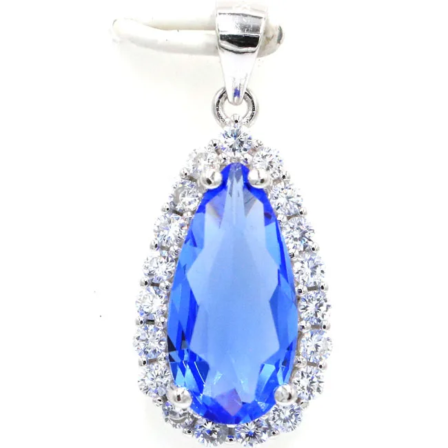 Buy 2 Get 1 Free 21x12mm Violet Tanzanite Blue Topaz Garnet Cubic Zircon Daily Wear Real 925 Solid Sterling Silver Fine Pendant