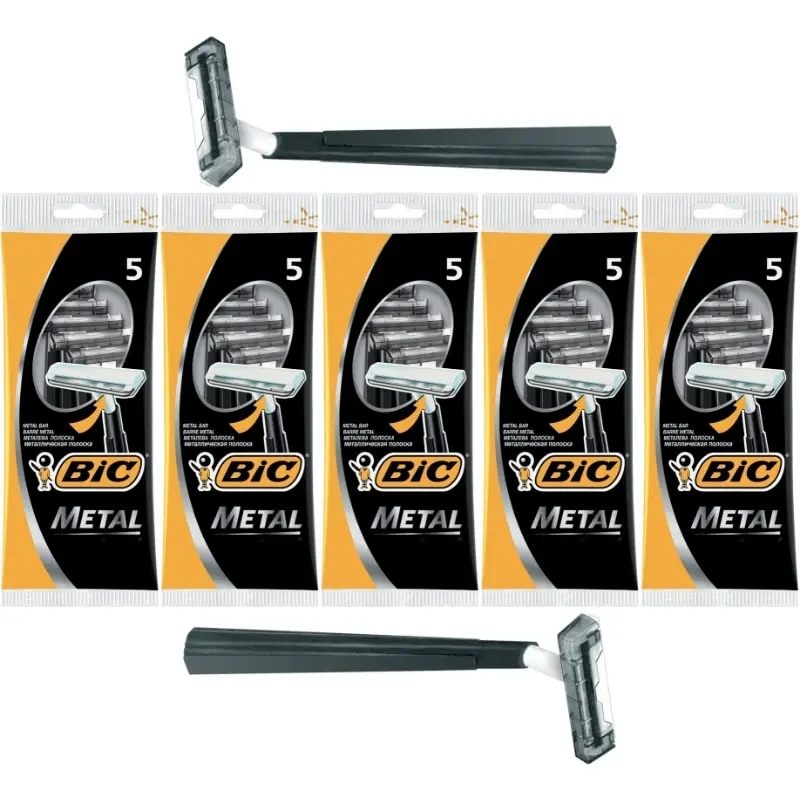 Bic Metal disposable razor hard beard 5 packs / 25 pcs .