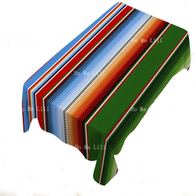 Mexican Pattern Striped Tablecloths Color Rainbow Light Modern Tribal Grid Streak Ethnic Mesh Geometric Rectangle Decoration