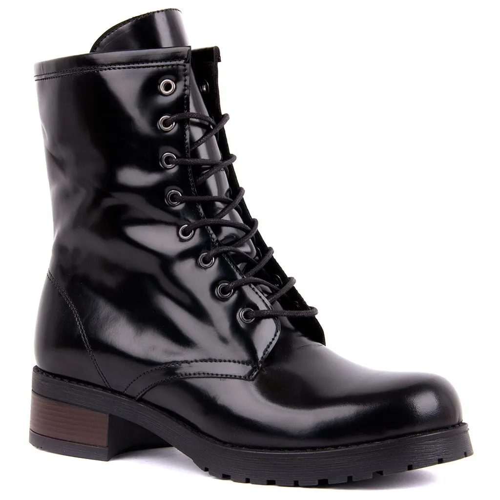 Segel-Lakers Schwarz Acma Leder Weibliche Post Boot