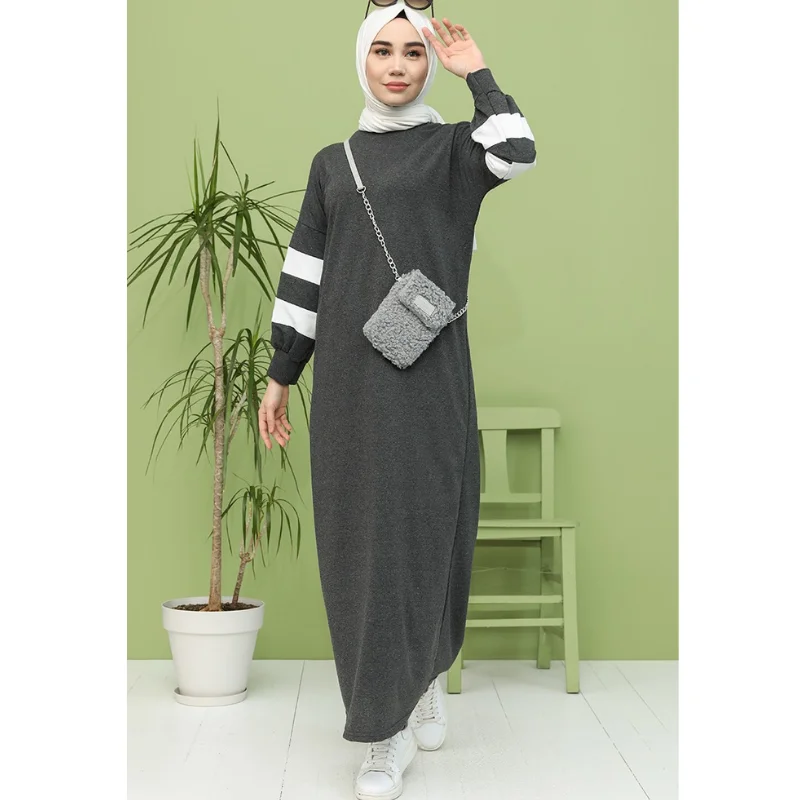 

2021 Season 4 Seasons cotton students sports preferred zero collar long sleeve casual unlined dress prayer muslim women