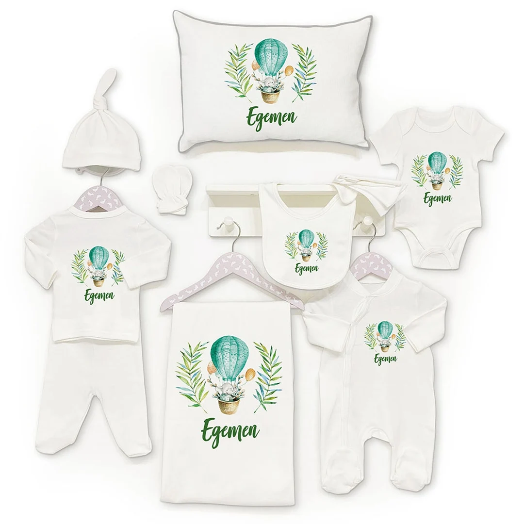 Personalized Organic Cotton Fabric Girl Boy Baby 10-Pcs Jumpsuit Set Custom Clothes Winter Spring