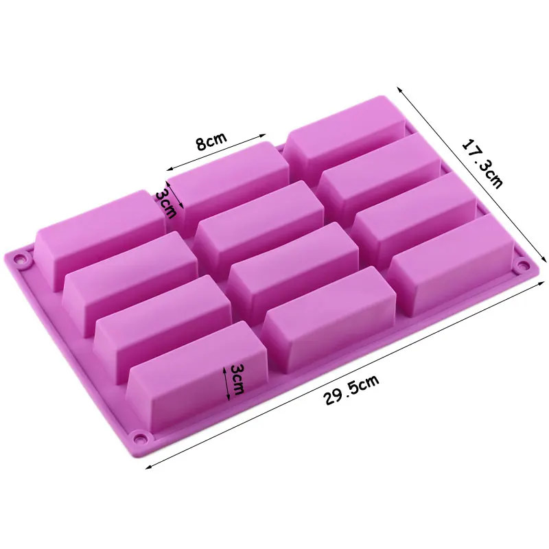 12 Cavity Silicone Cake Mold Rectangle Shape Chocolate Molds Soap Mould Cake Decorating Tools DIY Baking Pan Kitchen Accessories