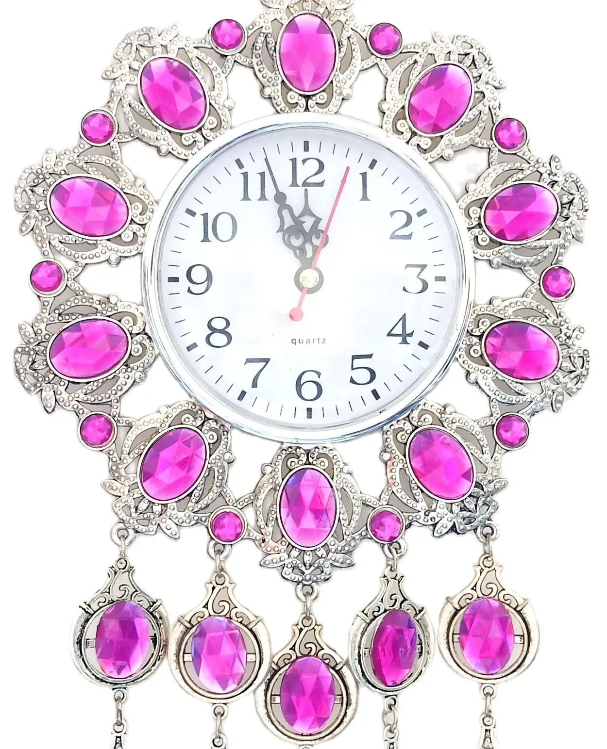 Pink Stone Silver Plated Does Not Fade And Tarnish Small Size Wall Clock