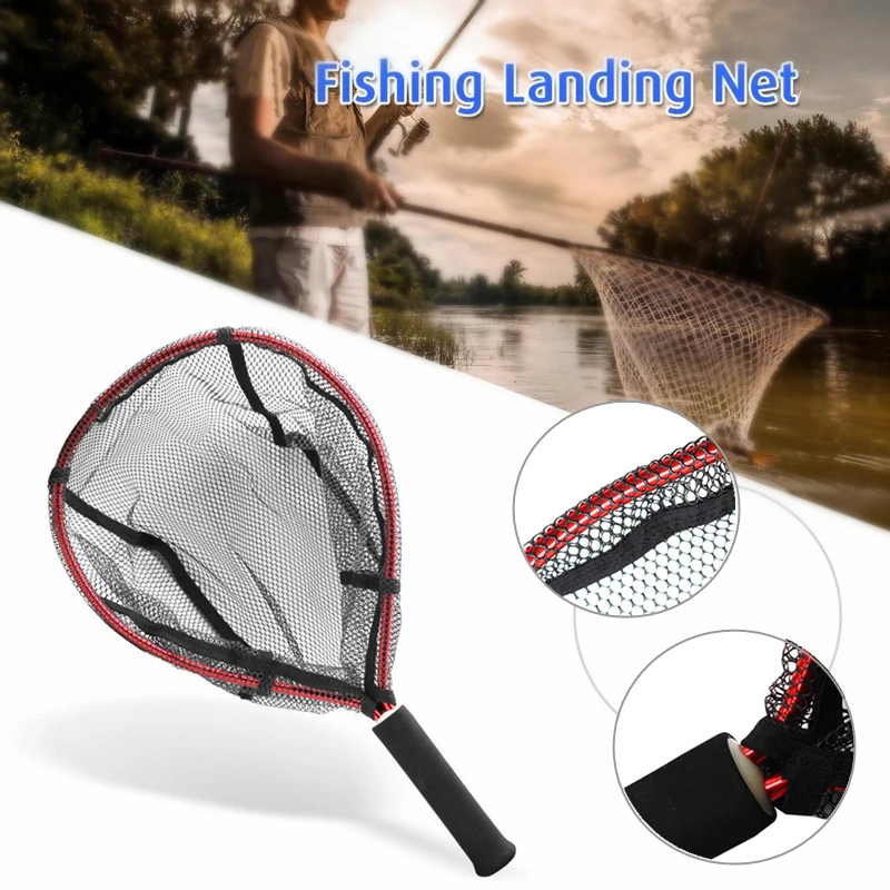 1Pc Portable Aluminum Alloy Fly Fishing Net Outdoor Fish Catch Landing Mesh Tackle