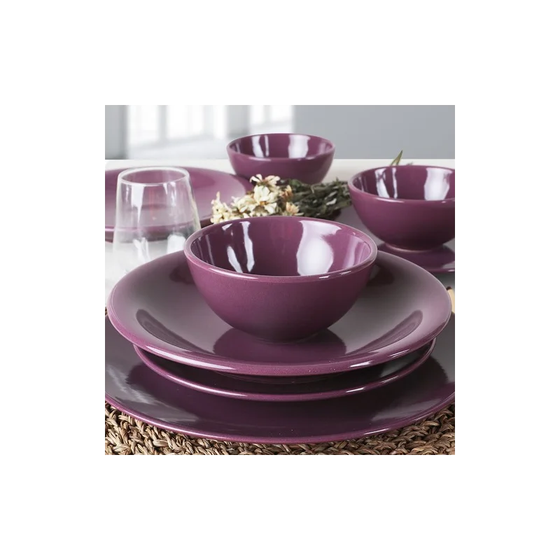 Keramika Purple Aegean Dinnerware 24 Pieces for 6 Persons ,Stoneware / Earthenware Materials Suitable For Microwave Ovens