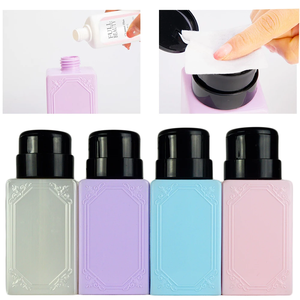 200ml Empty Pump Dispenser Nail Gel Remover Polish Bottle Alcohol Acetone Liquid Container Nail Degreaser Manicure Tools GL178