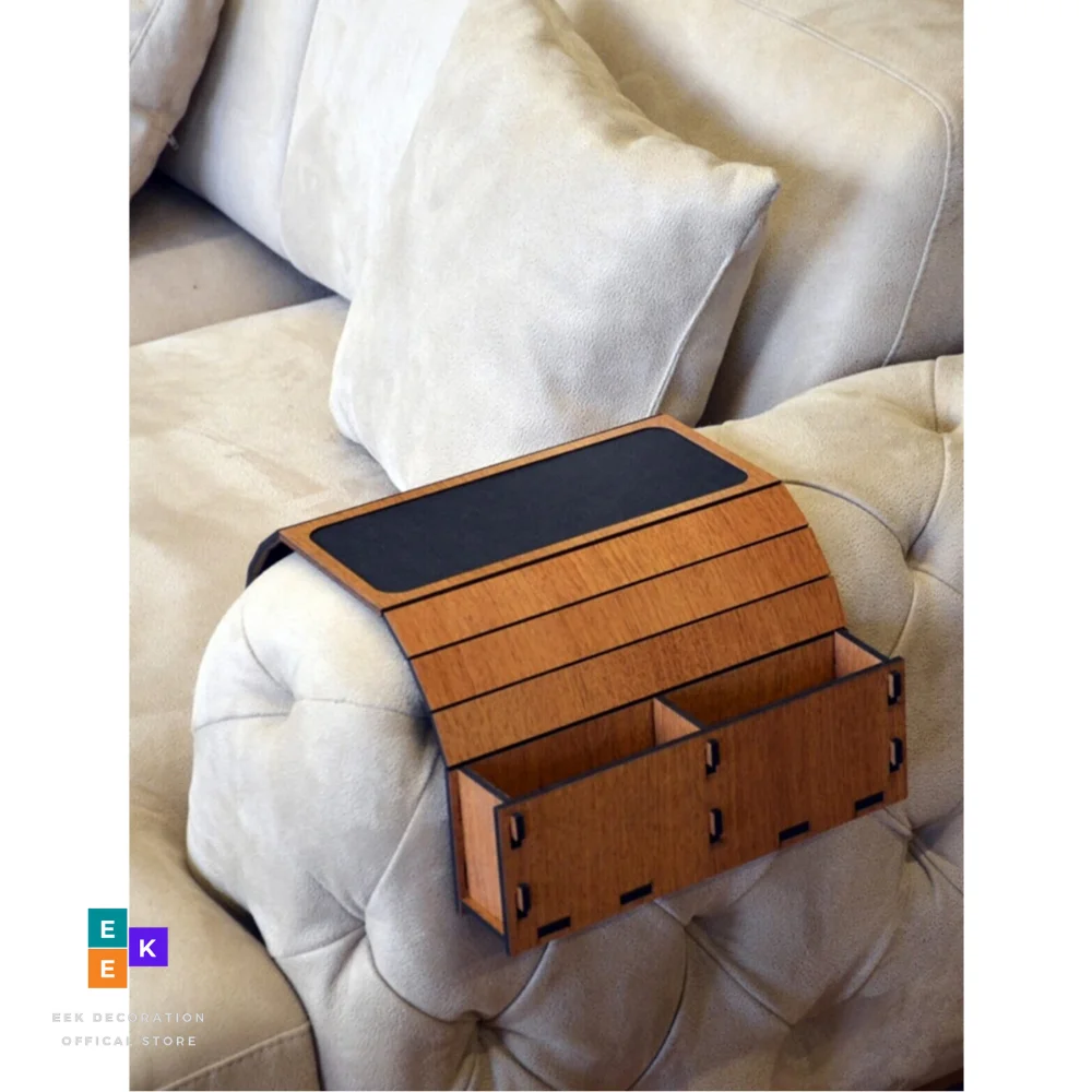 Wood Folding Portable Side Coffee Table Nonskid Leather Surface Xl 50cm x 27.8cm Walnut Color Medium Black Leather