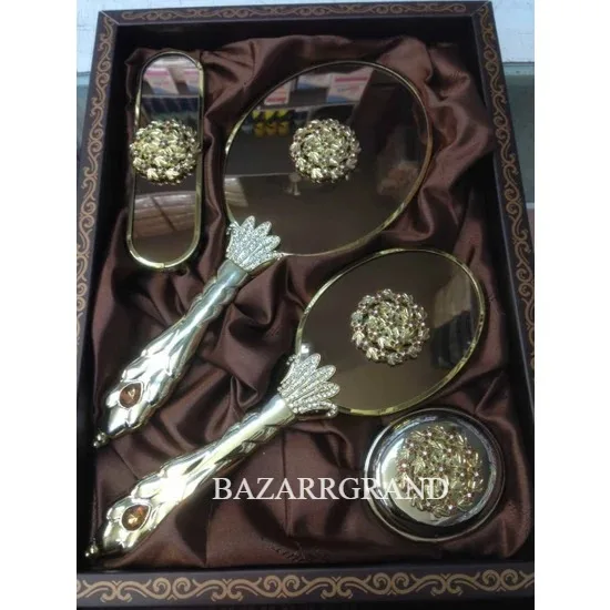 YOUR COMB SET WITH QUALITY COLOR TO ADD ELEGANCE TO YOUR STYLE Wreath Mirror Comb Set Gold  FREE SHİPPİNG