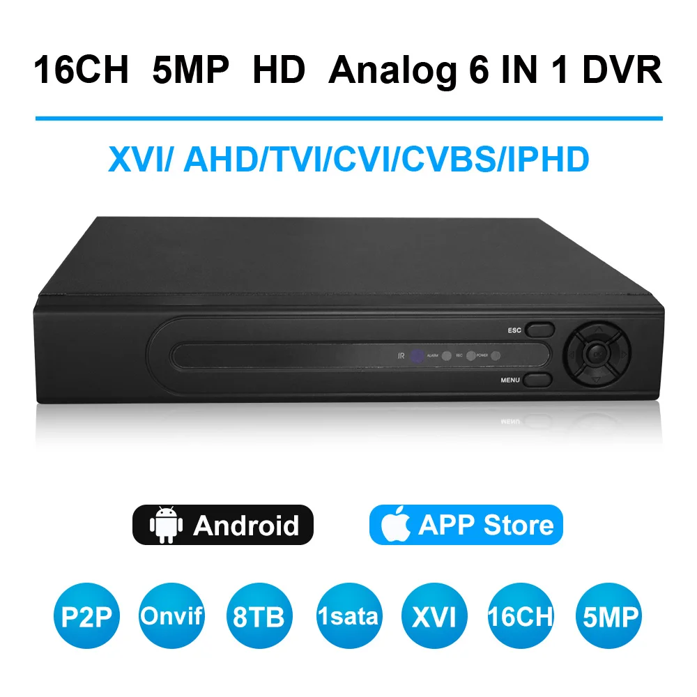 

DVR 16CH 8CH 4CH CCTV Recorder For CVBS TVI CVI AHD 5MP Analog Camera 3MP IP Camera Onvif P2P 1080P Video Surveillance Recorder