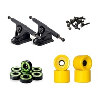 Longboard monopatin skate accessories Pack. 2 holes black type Paris 180mm + 4 wheels longboard 80A 70mm + 8 Abec 9 bearings + ironmongery