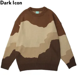 Dark Icon Color Block Pullover Men Women Sweater Autumn Winter Knitwear Men's Sweater 3 Colors