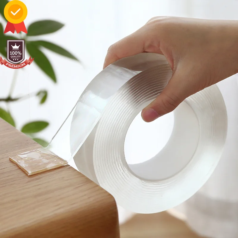 Nano magic Tape Reusable Double Sided Tape Transparent No Trace Reusable  Waterproof Adhesive Tape Cleanable For home appliances