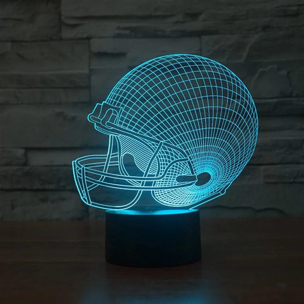 Casco 3D Illusion lampada da tavolo a Led adattatore da 12 Volt Daylight Design Base in legno Idea regalo speciale per coppie luce notturna di compleanno anime stranger things neonato luci notturne lampada neonato