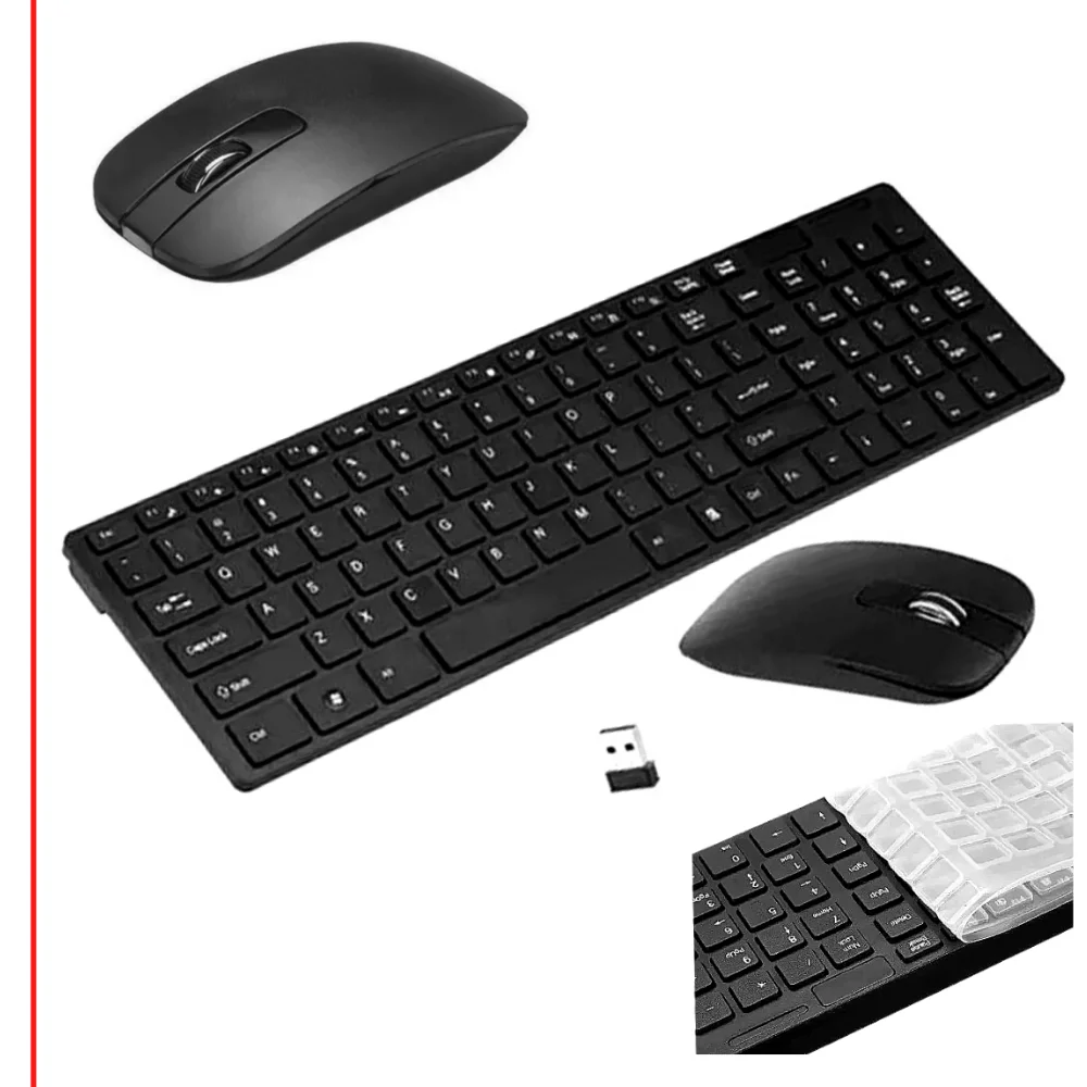 Wireless Keyboard And Mouse Kit Reach 10m Slim Slim Black or White Usb - LEHMOX