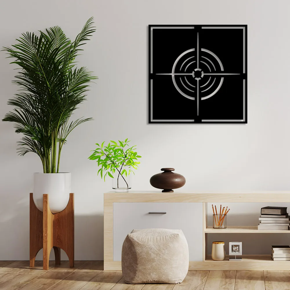 Geometric Target Sight Wall Room Home Accessory Wooden Table 50x50cm