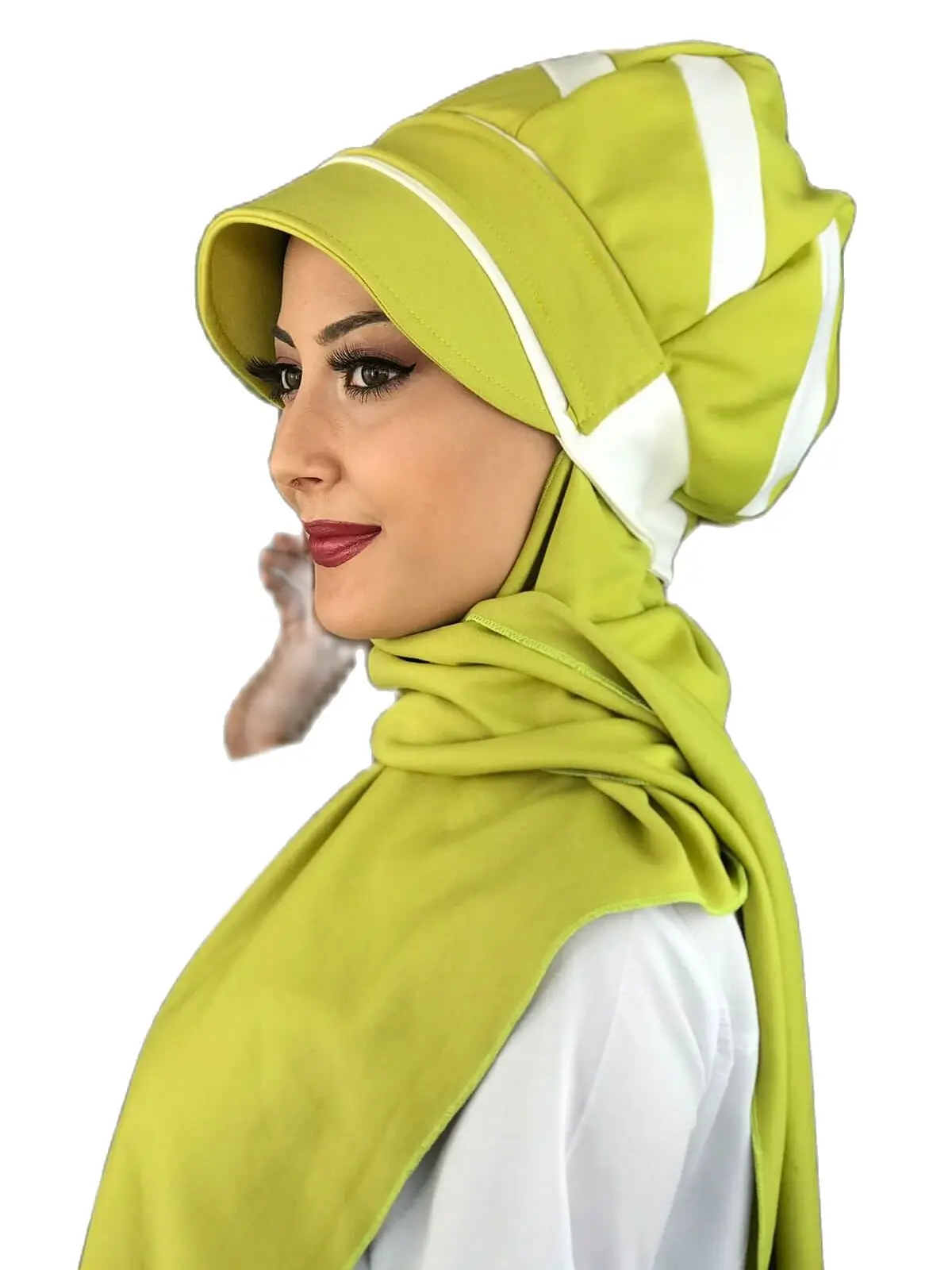 2021 new Fashion Hijab Women Muslim Bathing Cap Islamic Hijab Scarf Kerchief Pistachio green Hijab Hat