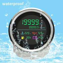 Car Truck Motorbike Universal 85mm LCD 6 in 1 Tachometer 0-19999RPM Hours Voltmeter Fuel Level Water Temp Oil Pressure 12V/24V